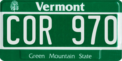 VT license plate COR970