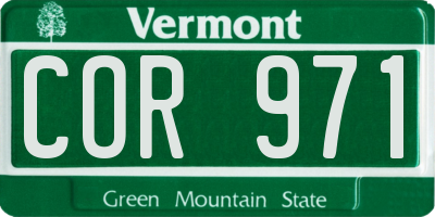 VT license plate COR971