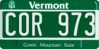 VT license plate COR973