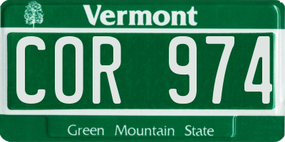 VT license plate COR974