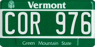 VT license plate COR976