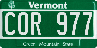 VT license plate COR977