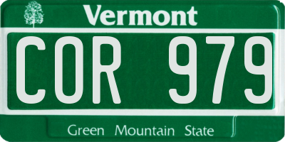 VT license plate COR979
