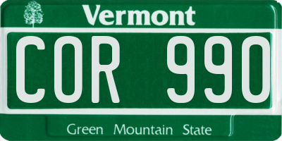 VT license plate COR990