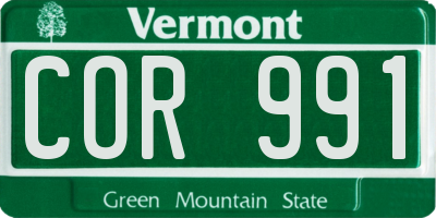 VT license plate COR991