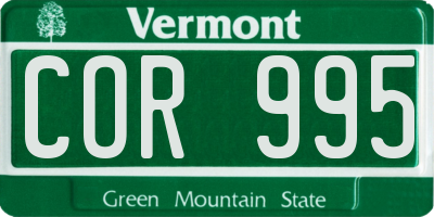 VT license plate COR995