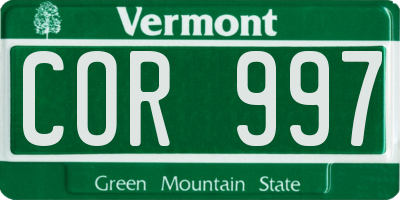 VT license plate COR997