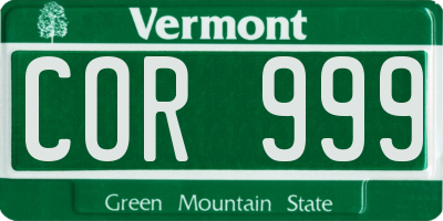 VT license plate COR999