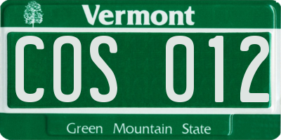 VT license plate COS012