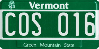 VT license plate COS016