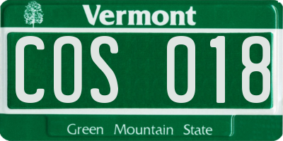 VT license plate COS018