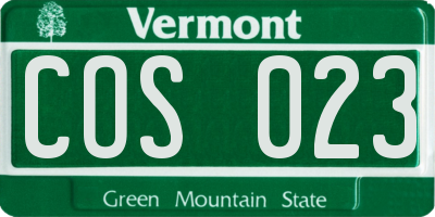 VT license plate COS023