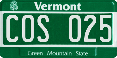 VT license plate COS025