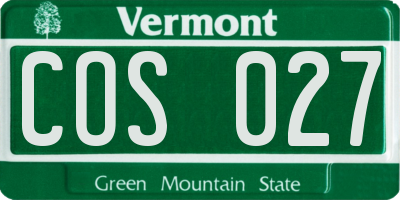 VT license plate COS027