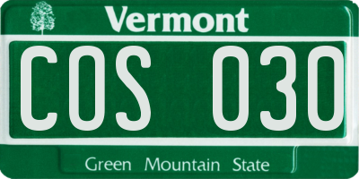 VT license plate COS030