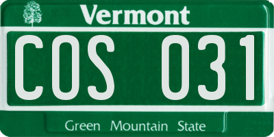 VT license plate COS031