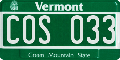 VT license plate COS033