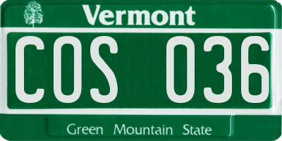 VT license plate COS036