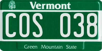 VT license plate COS038