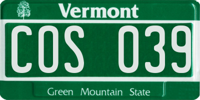 VT license plate COS039