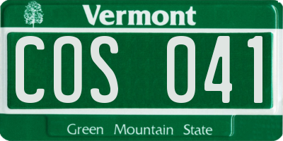 VT license plate COS041