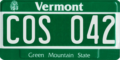 VT license plate COS042