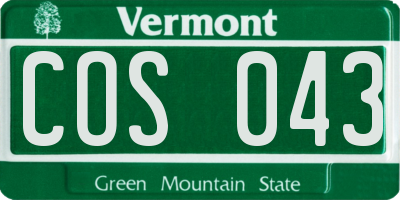 VT license plate COS043