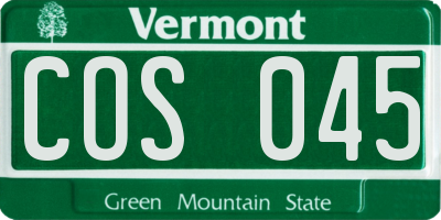 VT license plate COS045