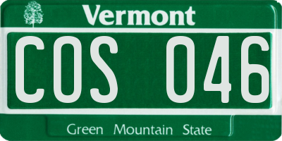VT license plate COS046