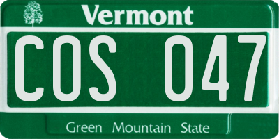 VT license plate COS047