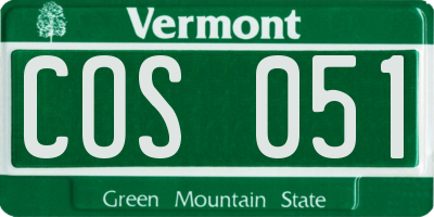 VT license plate COS051