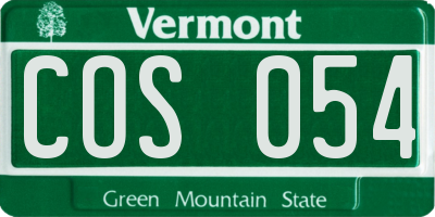 VT license plate COS054