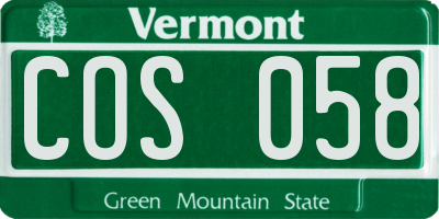 VT license plate COS058