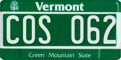 VT license plate COS062