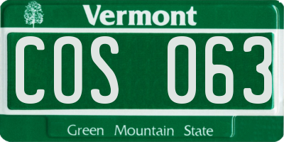 VT license plate COS063