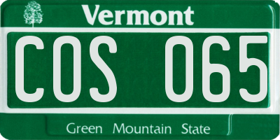VT license plate COS065