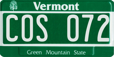 VT license plate COS072