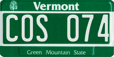 VT license plate COS074