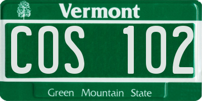 VT license plate COS102