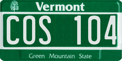 VT license plate COS104