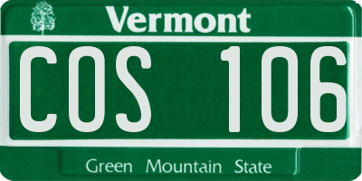 VT license plate COS106