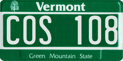 VT license plate COS108