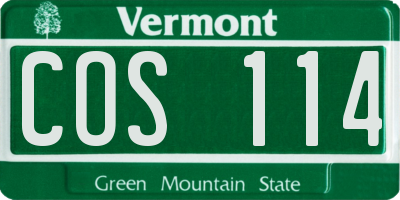 VT license plate COS114