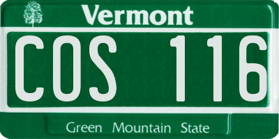 VT license plate COS116