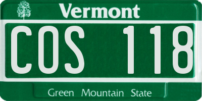 VT license plate COS118