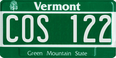 VT license plate COS122
