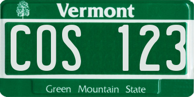 VT license plate COS123