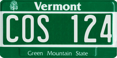 VT license plate COS124
