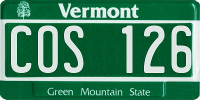 VT license plate COS126