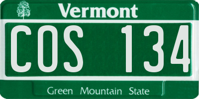 VT license plate COS134